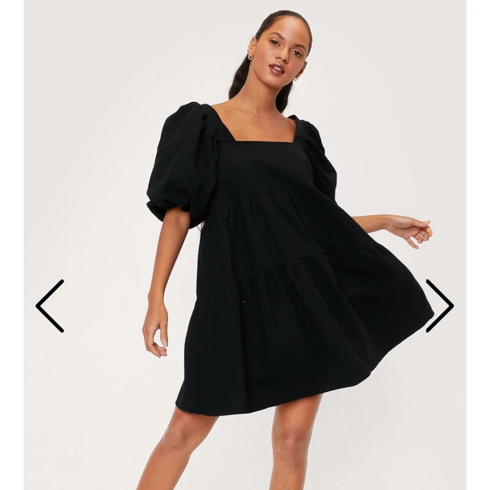 NastyGal linen puff sleeve dress